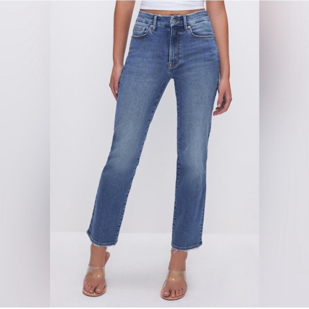 GOOD AMERICAN Always Fits Good Legs Straight Jeans in Indigo316, Size 14-18 - Picture 2 of 13